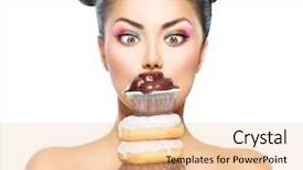  Presentation with muffin - Slides having colorful donuts and muffin funny background and a lemonade colored foreground