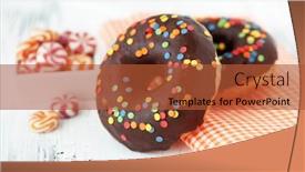  Presentation with donuts - Theme featuring colorful-donuts-on-white-wooden background and a red colored foreground