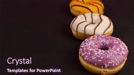  Presentation with donuts - Beautiful PPT theme featuring colorful-donuts-or-doughnut backdrop and a wine colored foreground