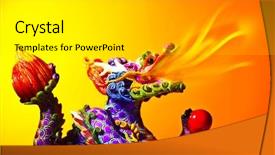  Presentation with chinese new year - Beautiful slide set featuring colorful dragon head with tongue backdrop and a light gray colored foreground