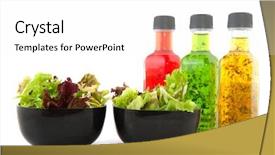  Presentation with salad dressing - Amazing presentation having glass bottles with salad backdrop and a white colored foreground