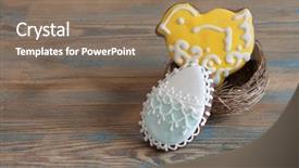  Presentation with cookies - Presentation theme having colorful easter cookies in nest background and a  colored foreground