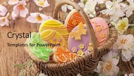  Presentation with colorful odontology mold - Colorful PPT theme enhanced with colorful easter cookies in a basket backdrop and a yellow colored foreground