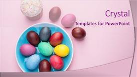  Presentation with colorful celebration - Cool new slide set with colorful easter eggs and easter backdrop and a lemonade colored foreground