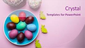  Presentation with colorful celebration - Beautiful presentation design featuring colorful easter eggs and easter backdrop and a lemonade colored foreground