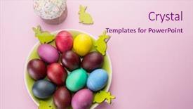  Presentation with colorful celebration - Cool new PPT layouts with colorful easter eggs and easter backdrop and a lemonade colored foreground
