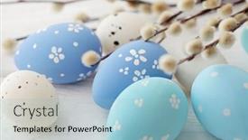  Presentation with easter - Presentation design featuring colorful easter eggs and pussy willow branches background and a light blue colored foreground