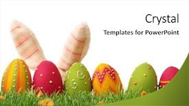  Presentation with rabbit - Slide set consisting of colorful easter eggs and rabbit background and a  colored foreground