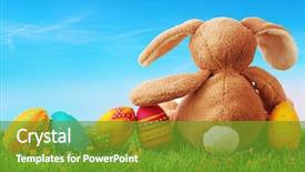  Presentation with rabbit - Slide deck consisting of colorful easter eggs and rabbit background and a tawny brown colored foreground