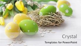  Presentation with easter - Amazing presentation theme having colorful-easter-eggs-and-spring backdrop and a white colored foreground