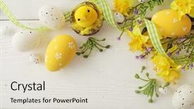 Presentation with bird eggs - Colorful PPT layouts enhanced with colorful easter eggs and spring backdrop and a  colored foreground