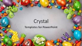  Presentation with easter - Colorful PPT theme enhanced with colorful easter eggs chocolate easter backdrop and a light gray colored foreground
