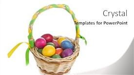  Presentation with easter basket - Theme featuring colorful easter eggs in basket isolated background and a white colored foreground