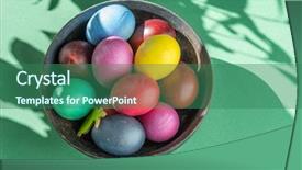  Presentation with colorful celebration - Beautiful slide deck featuring colorful easter eggs in bowl backdrop and a  colored foreground