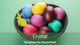  Presentation with colorful celebration - Colorful slide set enhanced with colorful easter eggs in bowl backdrop and a  colored foreground