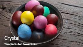  Presentation with colorful celebration - Slide deck having colorful easter eggs in bowl background and a wine colored foreground