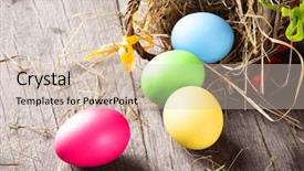  Presentation with eggs egg carton egg box - Audience pleasing PPT theme consisting of colorful easter eggs in brown backdrop and a soft green colored foreground