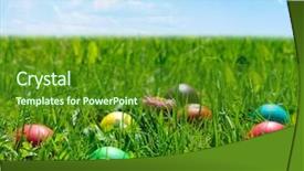  Presentation with easter - Presentation theme having colorful easter eggs in green background and a tawny brown colored foreground