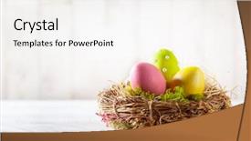  Presentation with easter - Slide set enhanced with colorful easter eggs in nest background and a white colored foreground