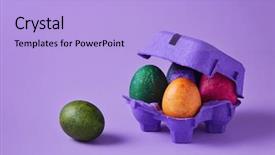  Presentation with egg - Presentation theme featuring colorful easter eggs in purple background and a light blue colored foreground