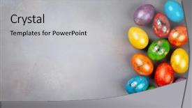 Presentation with easter - Slide deck with colorful easter eggs on grey background and a  colored foreground