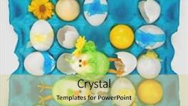  Presentation with easter - Presentation theme having colorful easter eggs with poults background and a yellow colored foreground