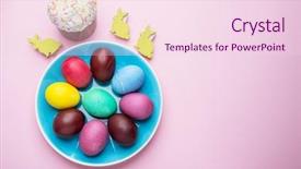  Presentation with colorful celebration - PPT theme with colorful easter eggs background and a pink colored foreground