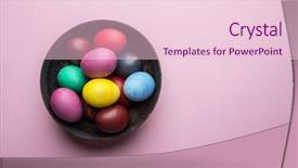  Presentation with colorful celebration - PPT theme with colorful easter eggs background and a lemonade colored foreground