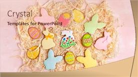  Presentation with baking cookies - Colorful PPT theme enhanced with colorful-easter-homemade-gingerbread-cookies backdrop and a lemonade colored foreground