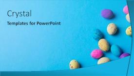  Presentation with festival food - PPT theme having colorful-eater-candies-on-blue background and a cyan colored foreground