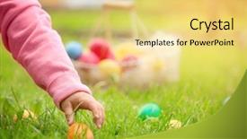 Presentation with egg - Presentation theme consisting of colorful egg in park easter background and a yellow colored foreground