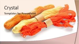  Presentation with embroidery - Colorful PPT layouts enhanced with colorful embroidery threads on white backdrop and a yellow colored foreground