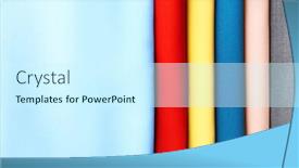  Presentation with colorful fabric - Amazing PPT theme having colorful-fabric-samples-as-background backdrop and a cool aqua colored foreground
