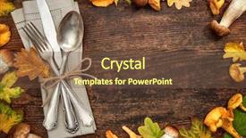  Presentation with autumn leaves - Slide set consisting of colorful fall leaves and mushrooms background and a tawny brown colored foreground