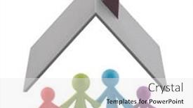  Presentation with white house roof - Beautiful slides featuring colorful-family-figurines-covered backdrop and a white colored foreground