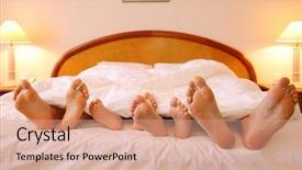  Presentation with father teaching children - Presentation theme consisting of colorful family painting - mother father and two children background and a coral colored foreground