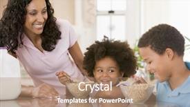  Presentation with breakfast children - PPT theme with colorful family time - children eating breakfast background and a coral colored foreground