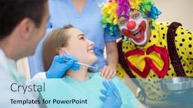  Presentation with attention - Theme having colorful-fanny-clown-in-dental background and a light blue colored foreground