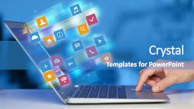  Presentation with colorful - Audience pleasing presentation consisting of colorful fast moving application icons backdrop and a teal colored foreground