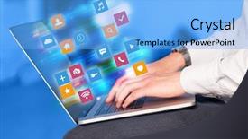  Presentation with colorful - Presentation design featuring colorful fast moving application icons background and a  colored foreground