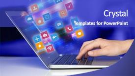  Presentation with colorful - Cool new theme with colorful fast moving application icons backdrop and a  colored foreground