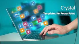  Presentation with colorful hand prints - Amazing slide deck having colorful fast moving application icons backdrop and a  colored foreground