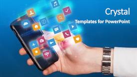  Presentation with colorful hand prints - PPT layouts with colorful fast moving application icons background and a teal colored foreground