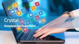  Presentation with colorful - PPT theme enhanced with colorful fast moving application icons background and a teal colored foreground