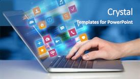  Presentation with colorful - Audience pleasing PPT theme consisting of colorful fast moving application icons backdrop and a  colored foreground