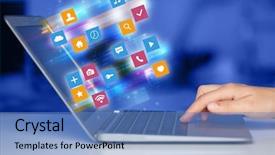  Presentation with colorful hand prints - Presentation theme enhanced with colorful fast moving application icons background and a  colored foreground
