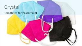  Presentation with masks - Audience pleasing presentation design consisting of colorful-ffp2-masks-isolated backdrop and a cool aqua colored foreground