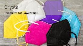  Presentation with masks - Slide set having colorful-ffp2-masks background and a soft green colored foreground