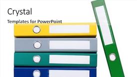  Presentation with case folder file labeled - Cool new presentation theme with colorful file folders isolated backdrop and a white colored foreground