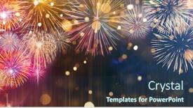  Presentation with colorful celebration - Theme with colorful-firework-with-bokeh-background background and a tawny brown colored foreground